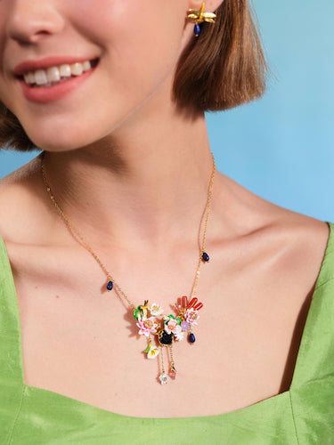Water Garden And Lapis Lazuli Statement Necklace | AQJF3011