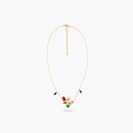 Calla, Reeds And Green Stone Statement Necklace