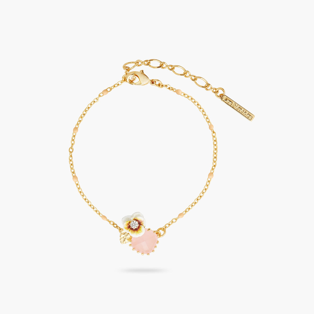 White Pansy And Crystal Thin Bracelet | aqla2011