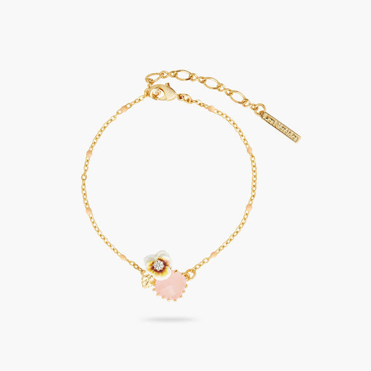 White Pansy And Crystal Thin Bracelet | aqla2011