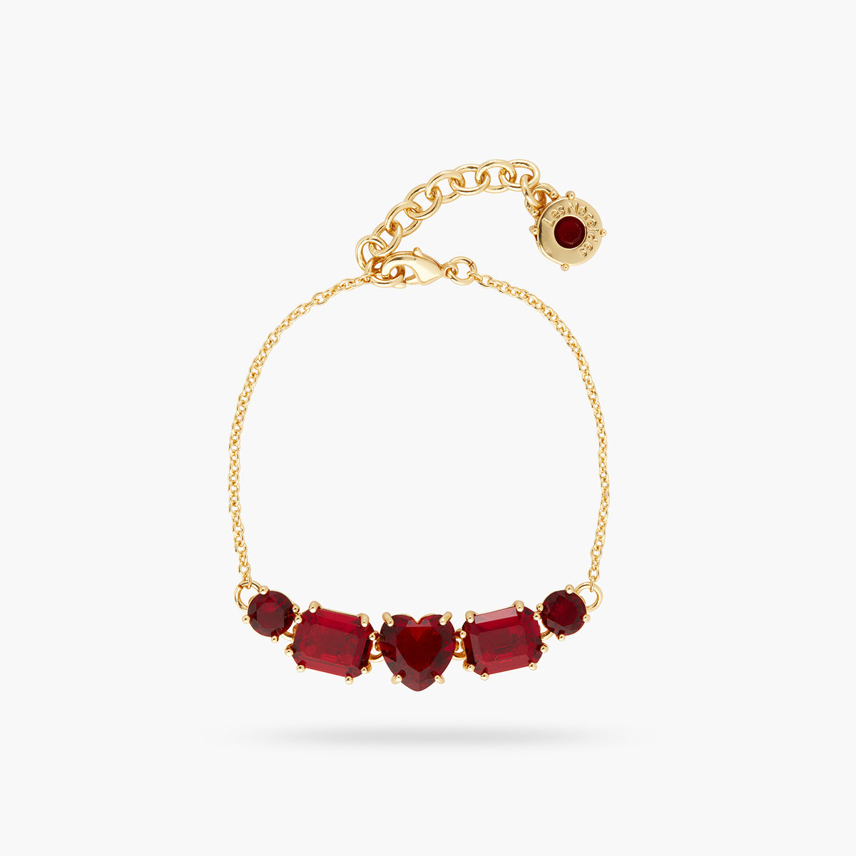 Garnet Red Diamantine 5 Stone Fine Bracelet | AQLD2141