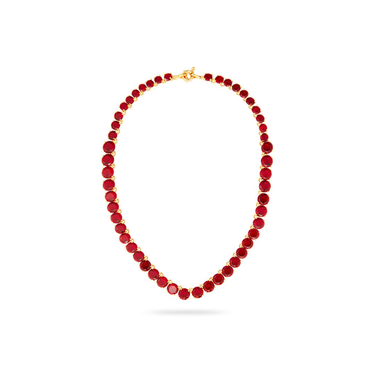 Garnet Red Diamantine Round Stone Choker Necklace
