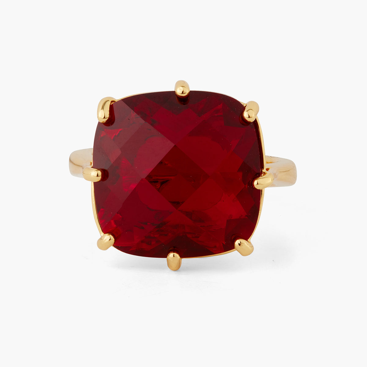 Garnet Red Diamantine Square Solitaire Ring | AQLD6021