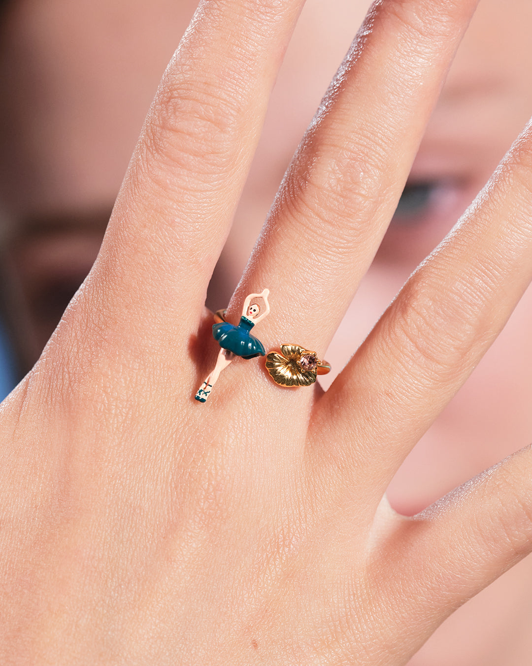 Mini Ballerina Prussian Blue Adjustable Ring | AQMDD6011