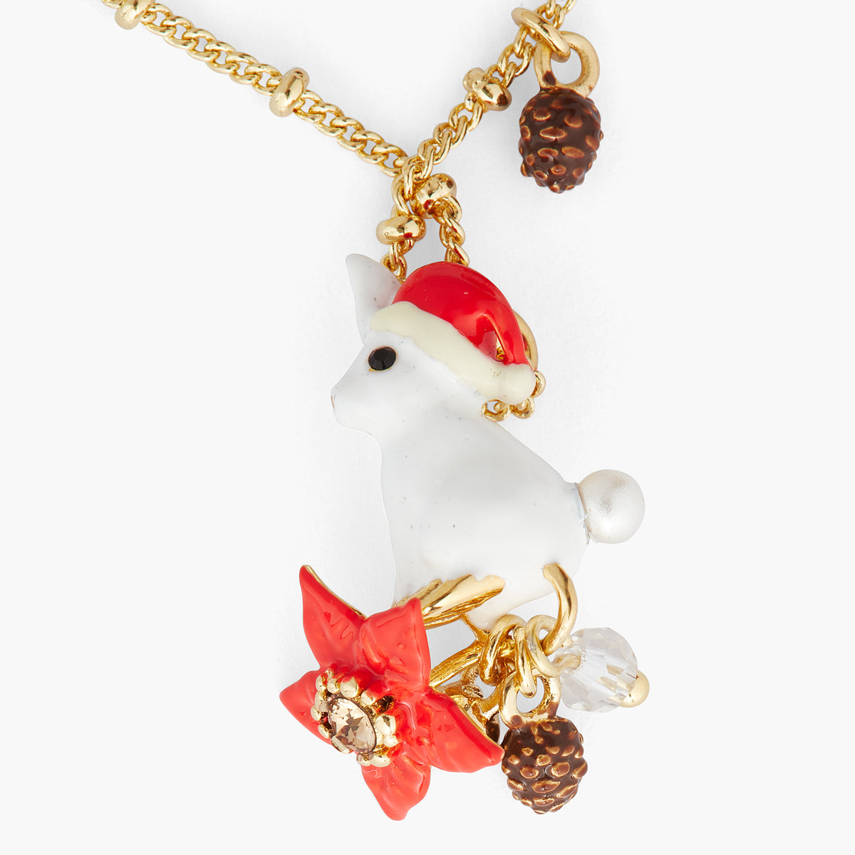 Rabbit, Christmas Star And Pine Cone Pendant Necklace | AQNE3031