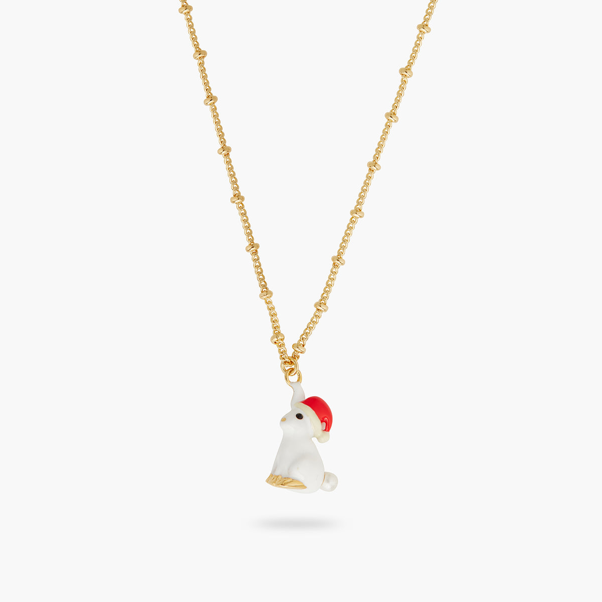Rabbit And Santa Hat Pendant Necklace | AQNE3041
