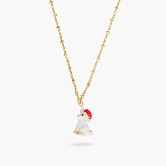 Rabbit And Santa Hat Pendant Necklace