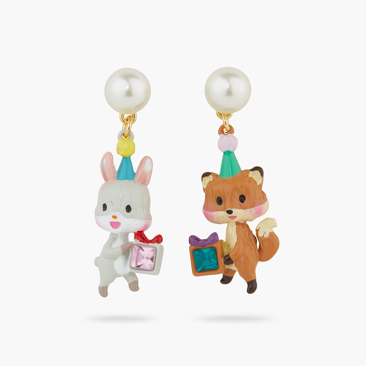 Asymmetrical Rabbit and Fox earrings | AQPP1081