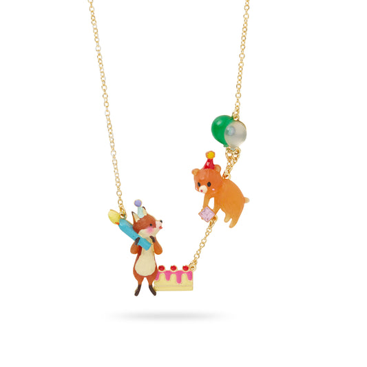 Fox And Cuddly Bear Statement Necklace