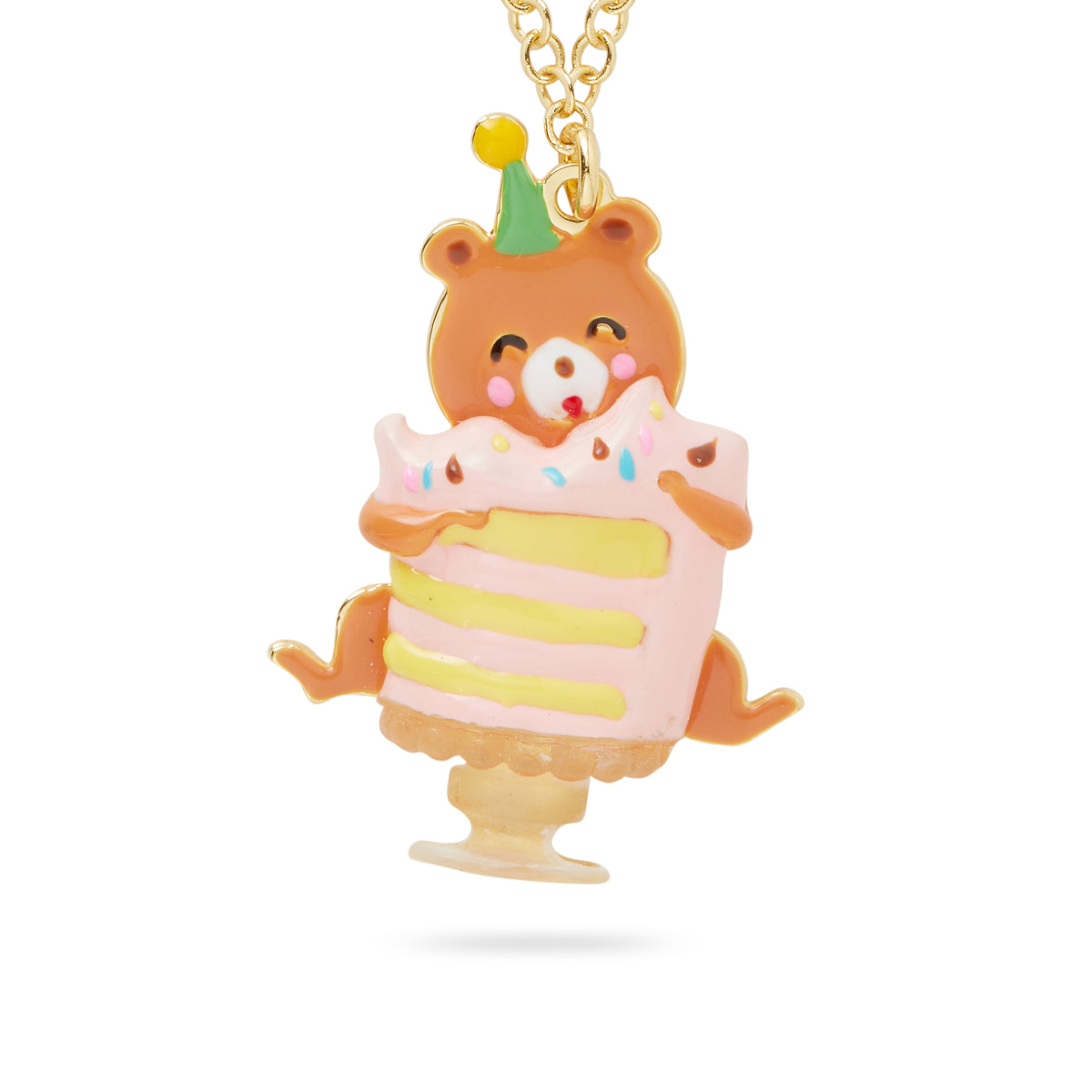 Cuddly Bear And Birthday Cake Pendant Necklace | AQPP3021