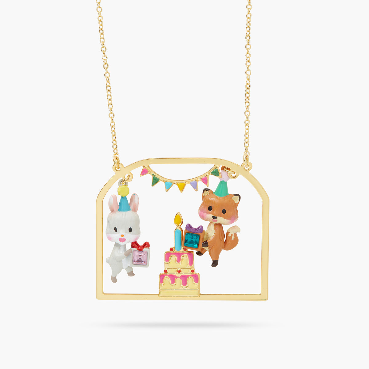 Rabbit And Fox Pendant Necklace | AQPP3081