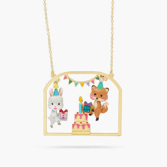 Rabbit And Fox Pendant Necklace