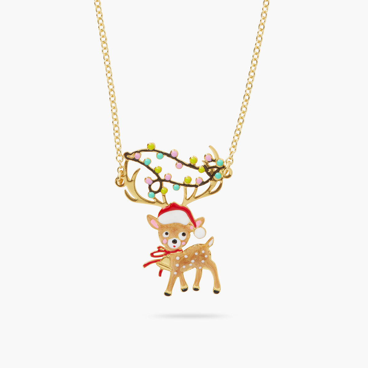 Reindeer And Fairy Light Pendant Necklace | AQSP3101
