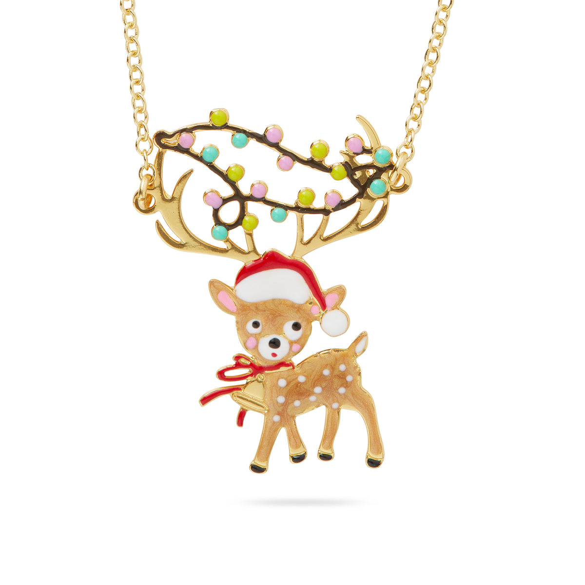 Reindeer And Fairy Light Pendant Necklace | AQSP3101