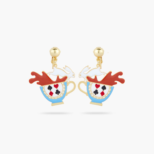 White Rabbit And Tea Cup Earrings