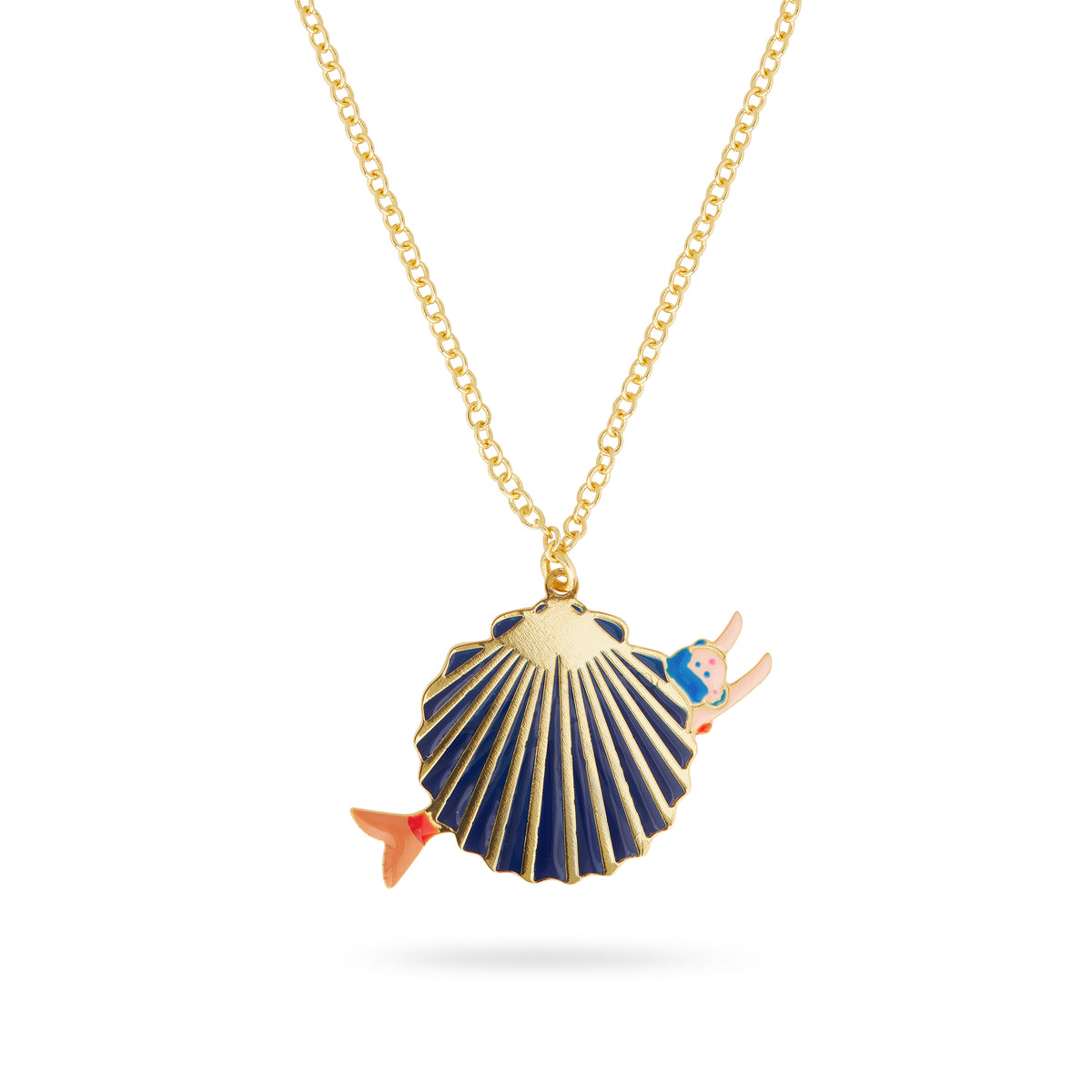Sea Shell And Mermaid Pendant Necklace | AQUI3031