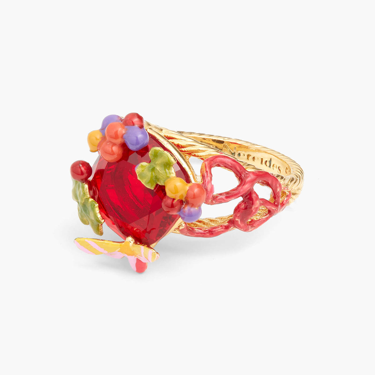 Garnet Red Stone And Grapes Cocktail Ring | AQVT6011