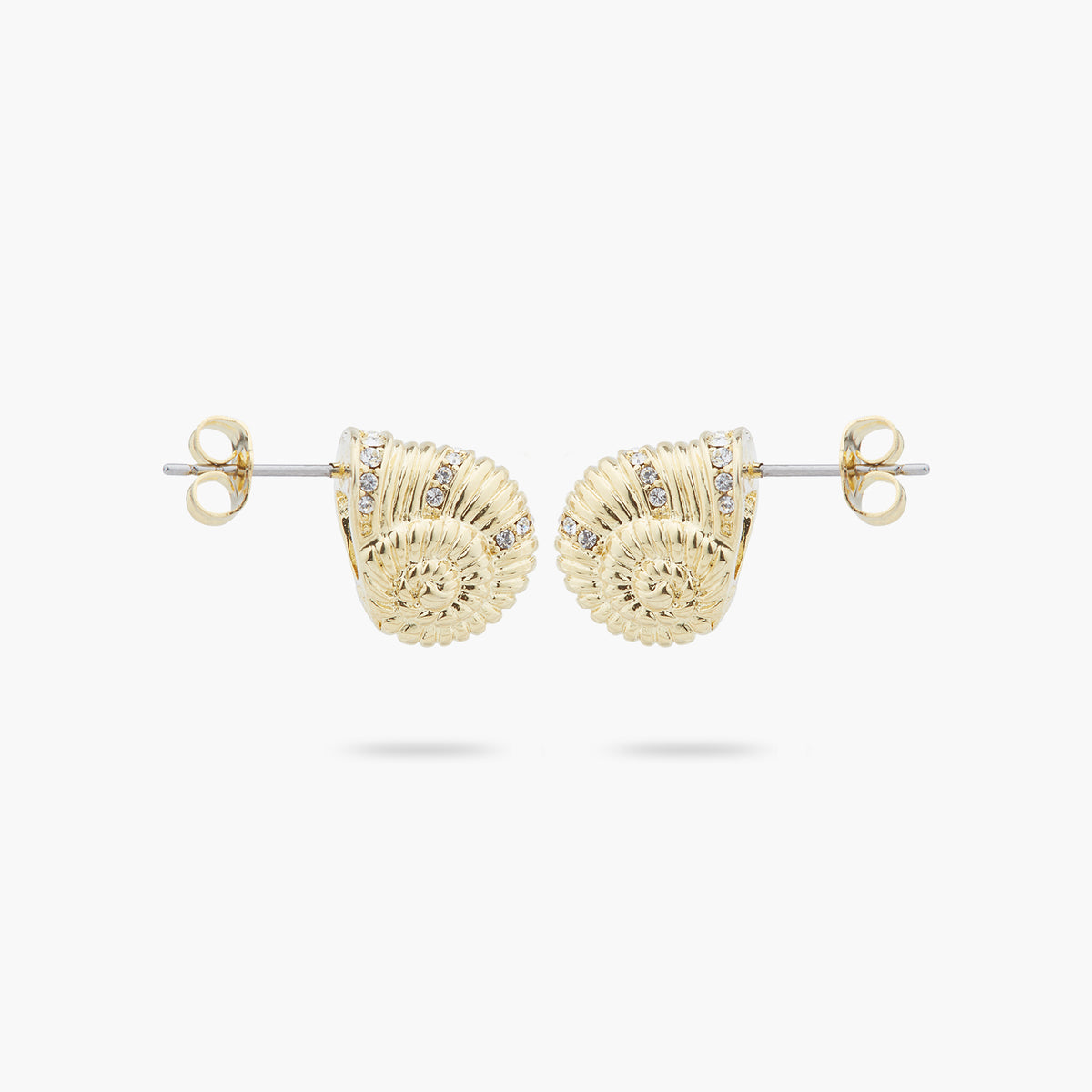 Golden Snail And Faceted Crystal Earrings | ARAM1031