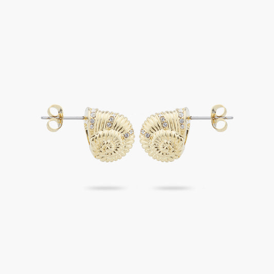 Golden Snail And Faceted Crystal Earrings