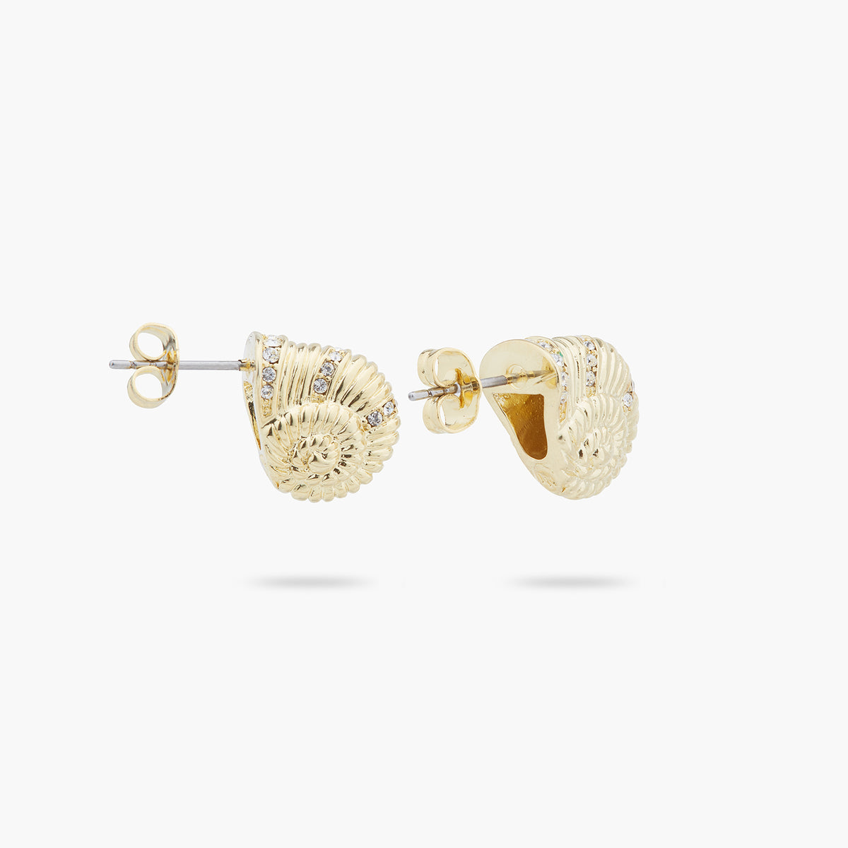 Golden Snail And Faceted Crystal Earrings | ARAM1031