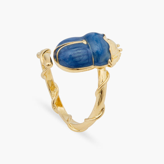 Blue Scarab Beetle Adjustable Ring | ARAM6021