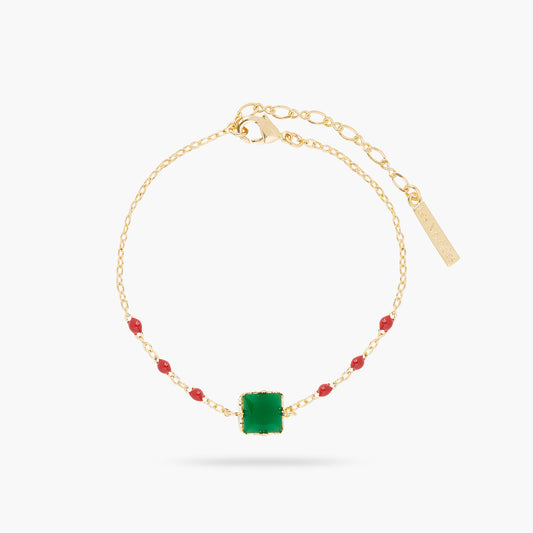 Green Square Stone Thin Bracelet