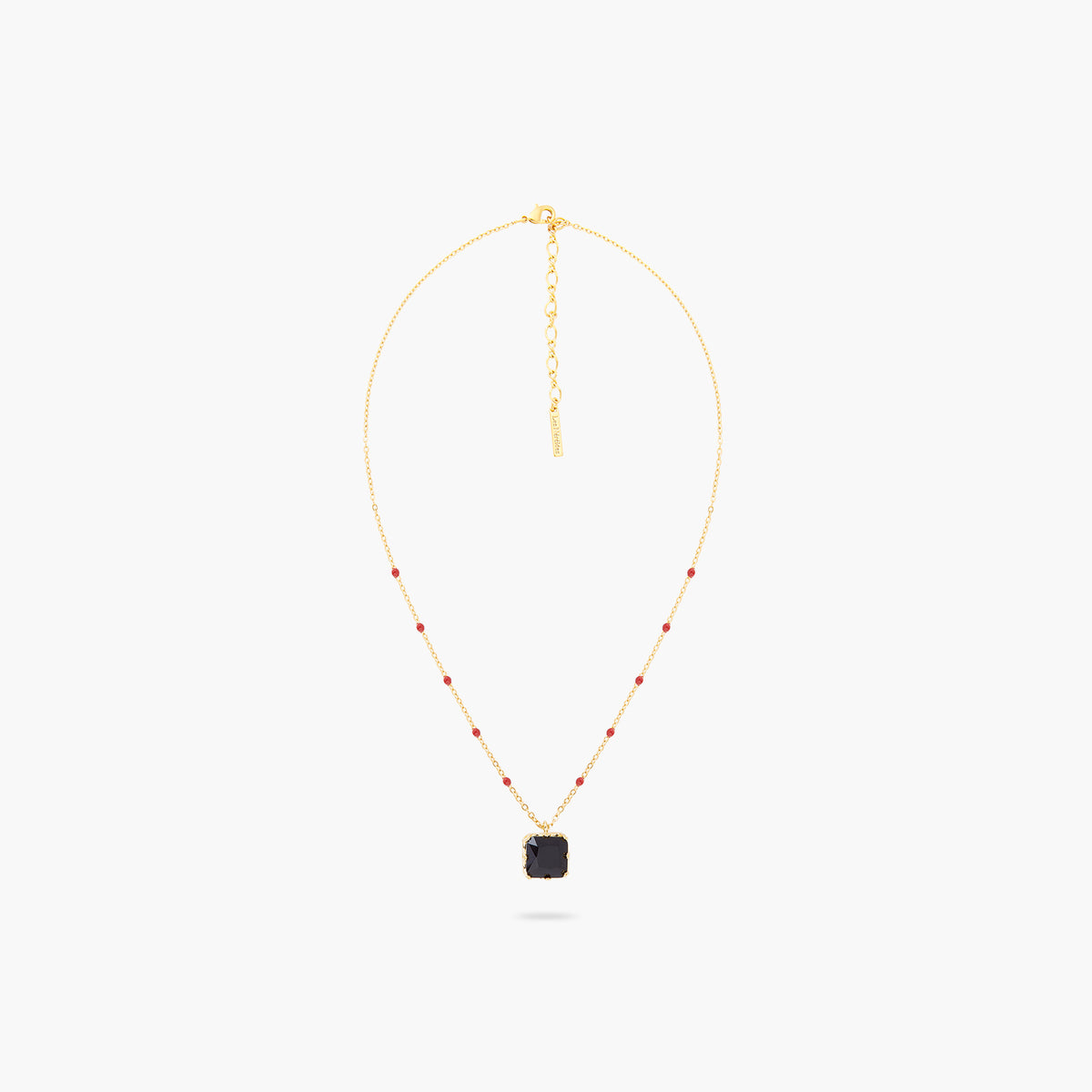 Black Square Stone Pendant Necklace | ARCL3011