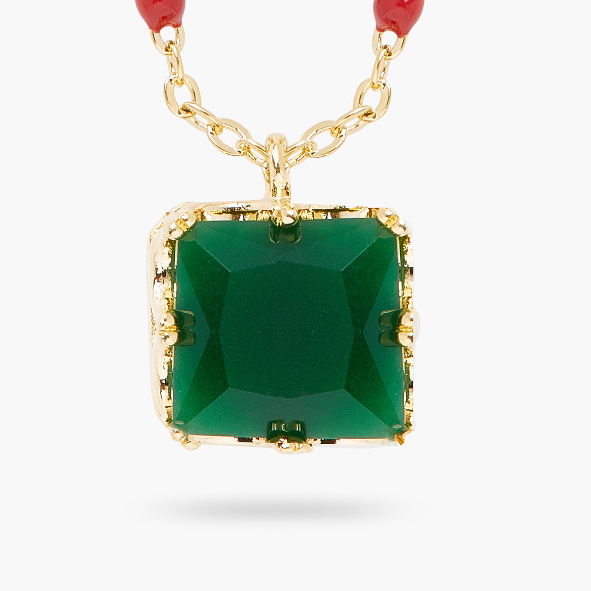 Green Square Stone Pendant Necklace | ARCL3031
