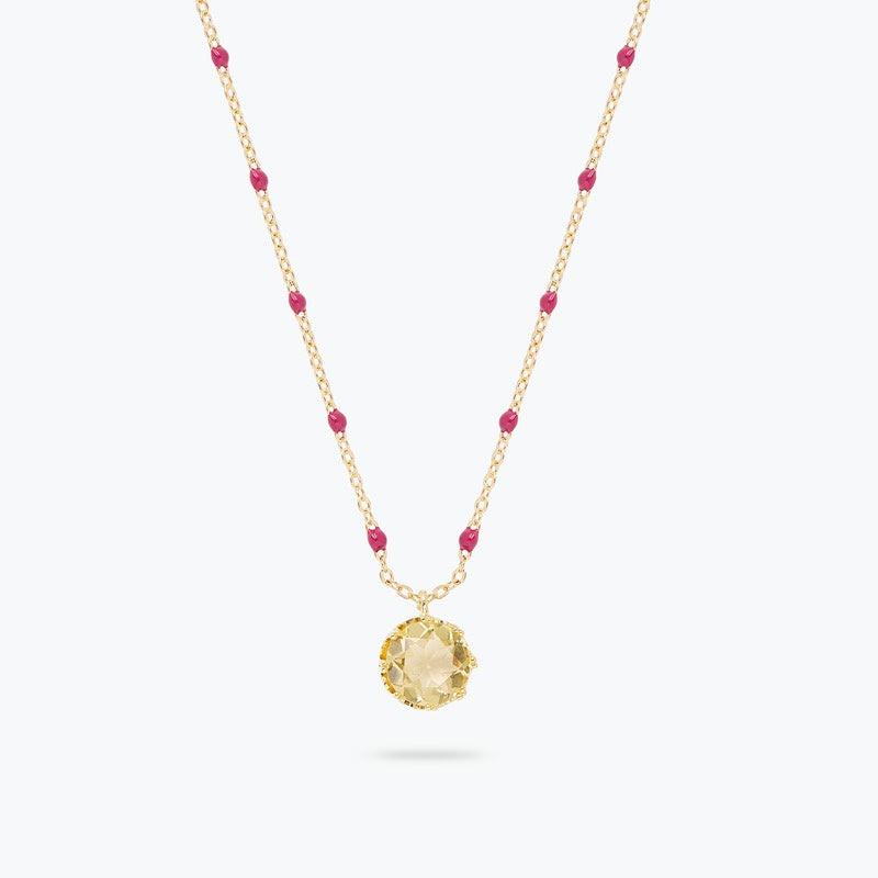 Yellow Round Stone Pendant Necklace | arcl3041