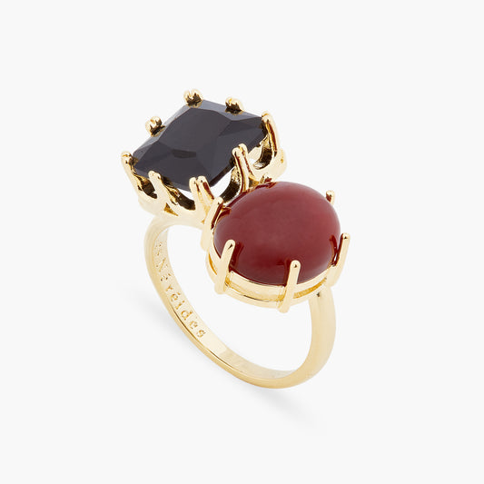 Black And Red Stones You And Me Adjustable Ring | ARCL6011
