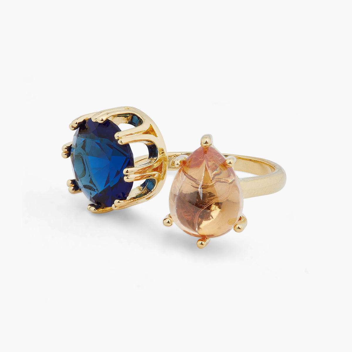 Blue And Beige Stones You And Me Ajustable Ring | ARCL6021