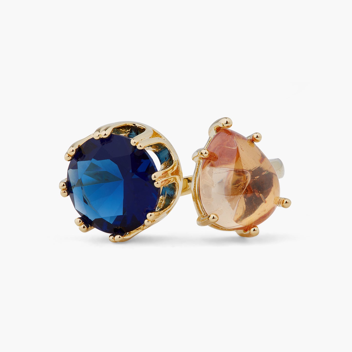 Blue And Beige Stones You And Me Adjustable Ring | ARCL6021