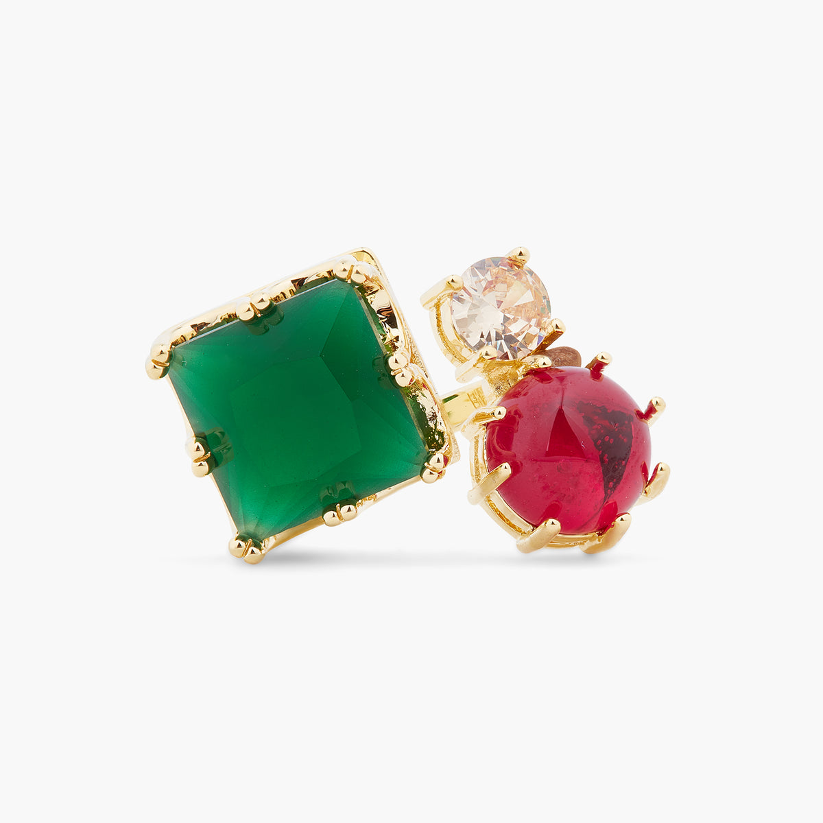 Green And Red Stones You And Me Ajustable Ring | ARCL6031