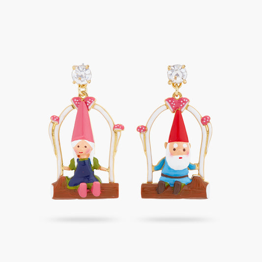 Garden Gnome Couple Asymmetrical Earrings