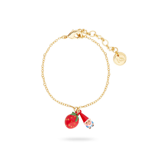 Strawberry And Garden Gnome Charm Bracelet