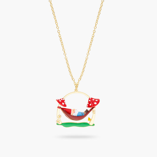 Garden Gnome And Hamac Pendant Necklace