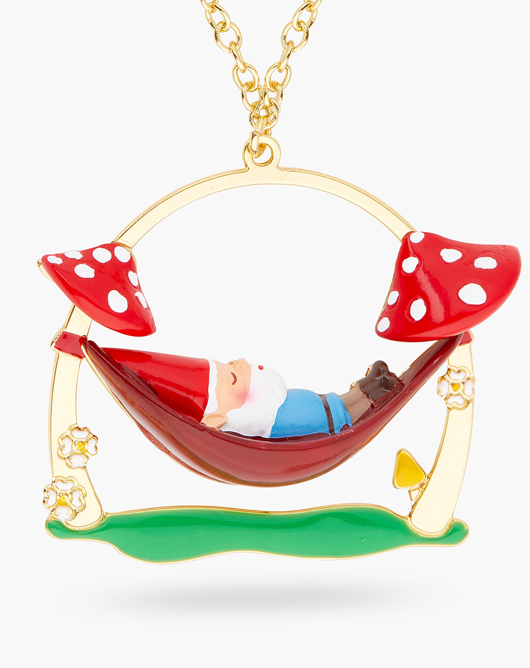 Garden Gnome And Hamac Pendant Necklace | ARCP3021