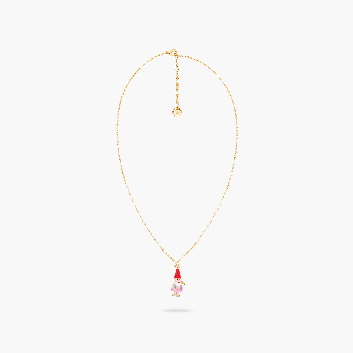 Garden Gnome And Inflatable Pink Flamingo Pendant Necklace | ARCP3031