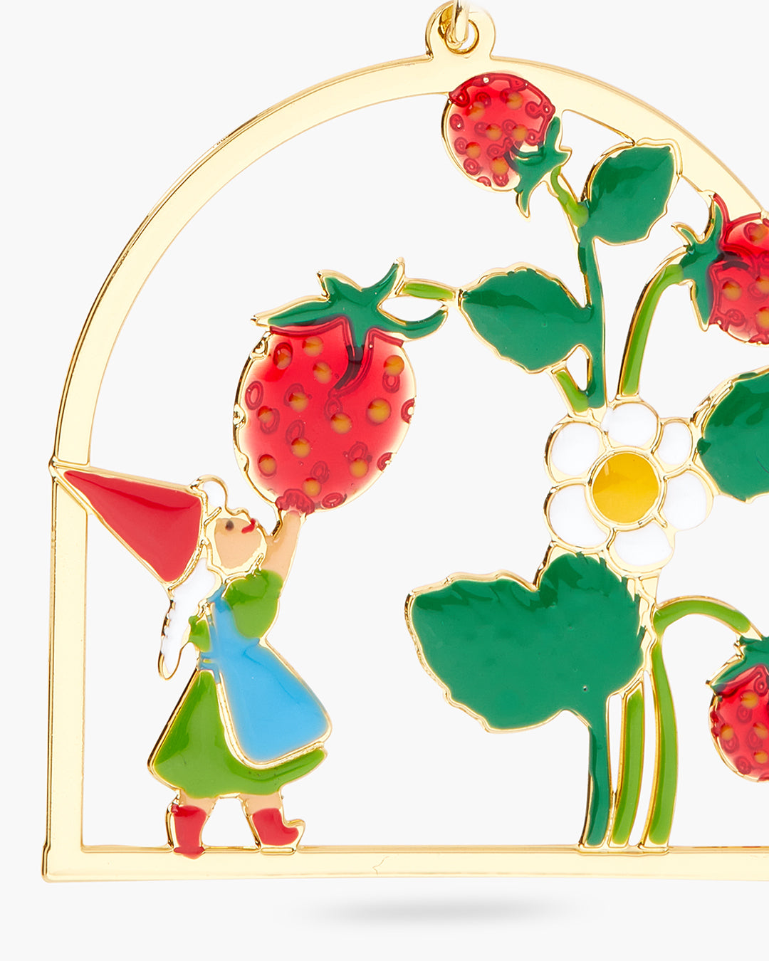 Garden Gnome Lady And Strawberry Picking Pendant Necklace | ARCP3061