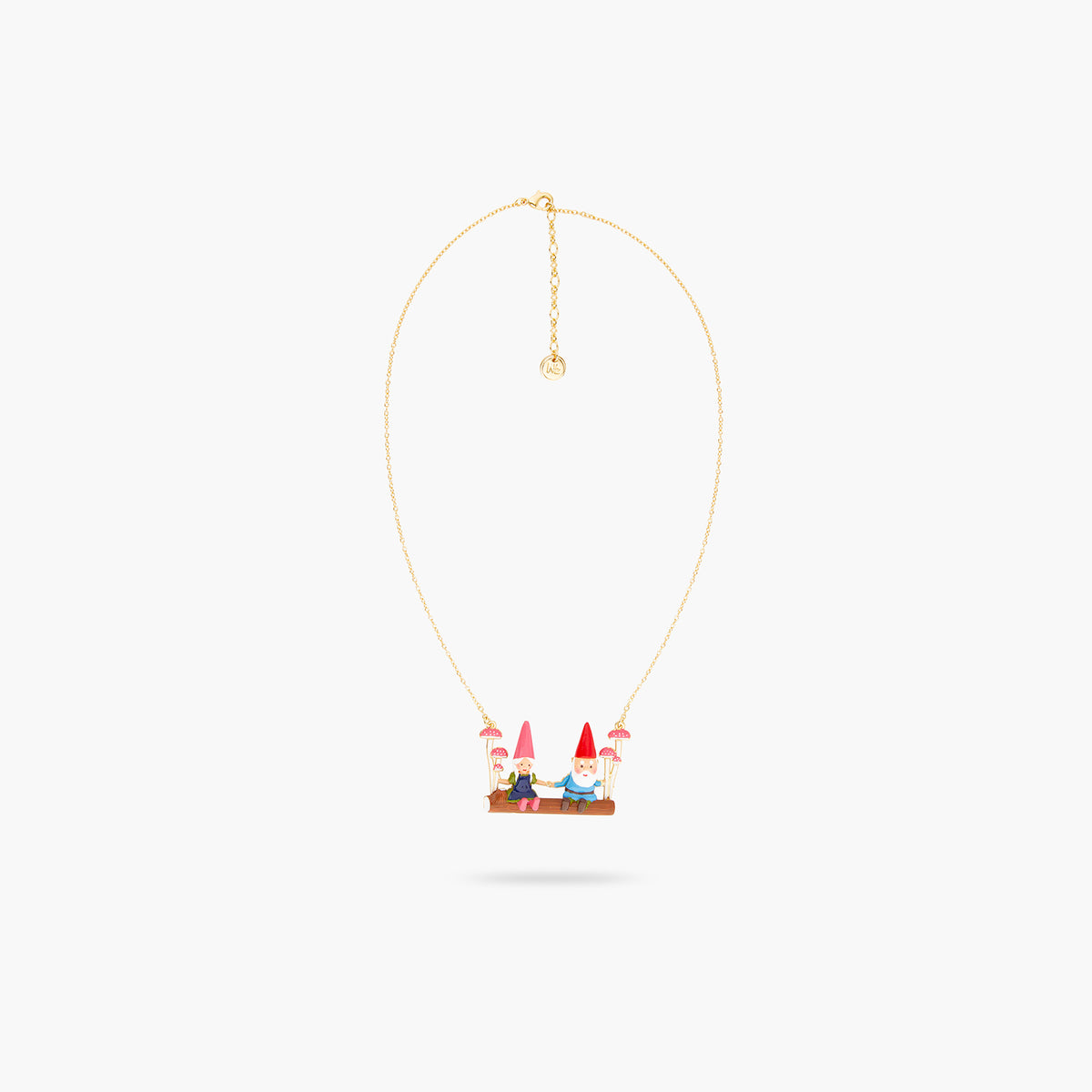 Garden Gnomes On A Swing Statement Necklace | ARCP3081