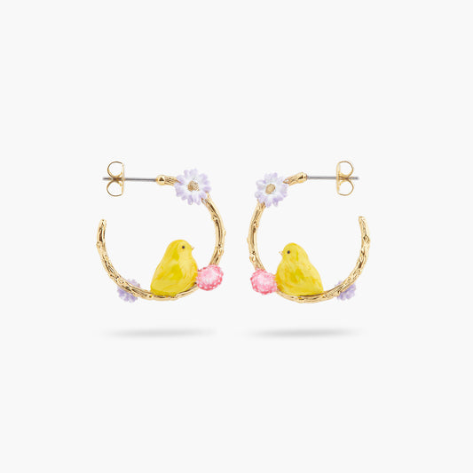 Chick And White Aster Hoop Earrings | ARLA1071
