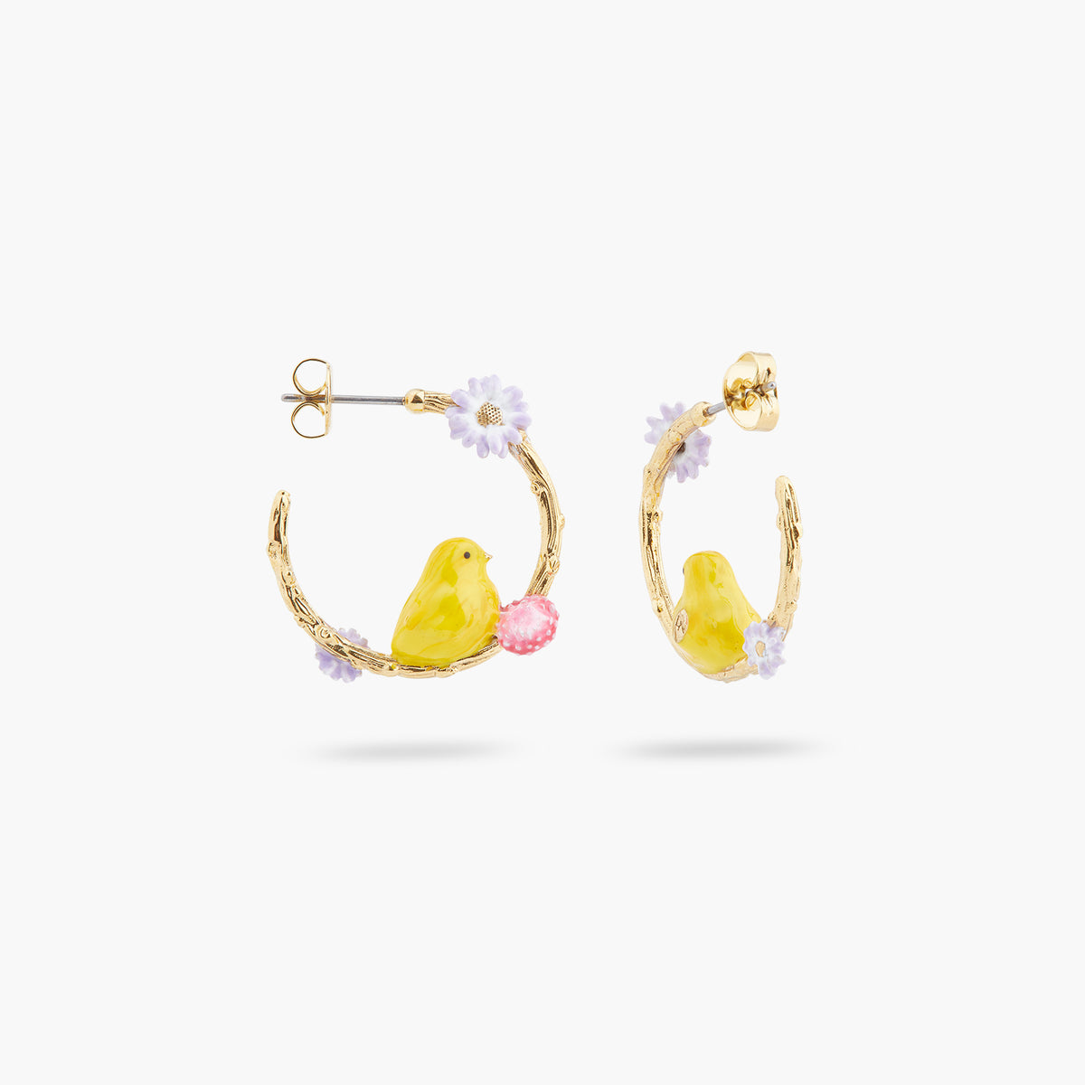 Chick And White Aster Hoop Earrings | ARLA1071