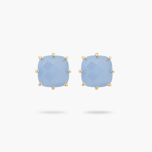 Sky Blue Diamantine Square Stone Earrings