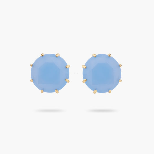 Sky Blue Diamantine Round Stone Earrings