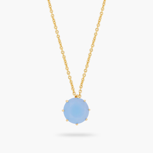 Sky Blue Diamantine Round Stone Long Necklace | arld3331