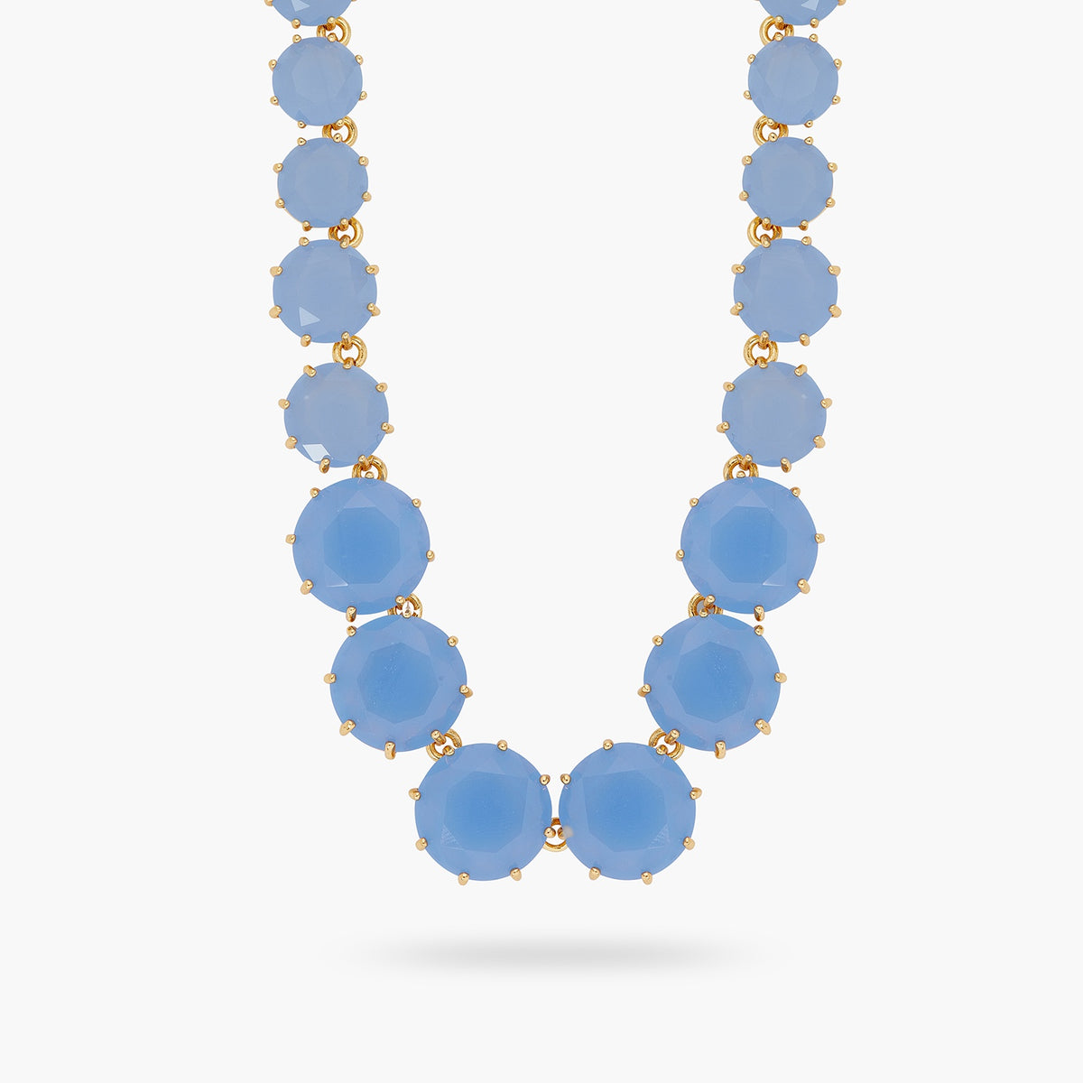 Sky Blue Diamantine Round Stones Long Necklace | arld3511
