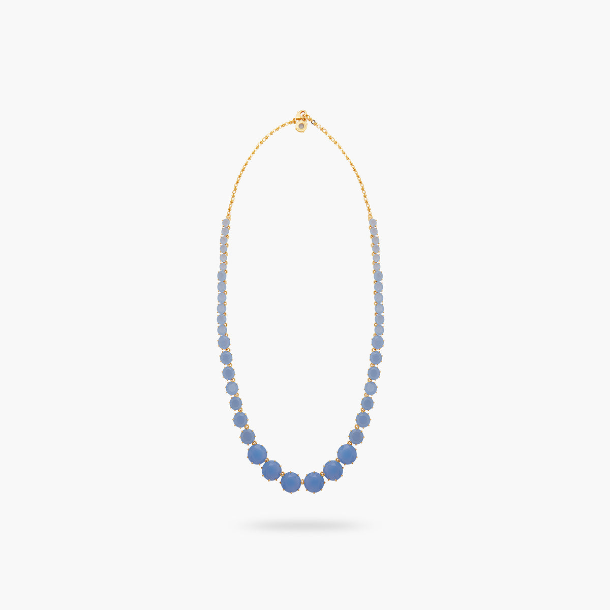 Sky Blue Diamantine Round Stones Long Necklace | arld3511