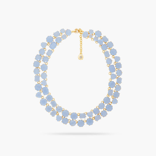 Sky Blue Diamantine Luxurious Two-Row Necklace | ARLD3551