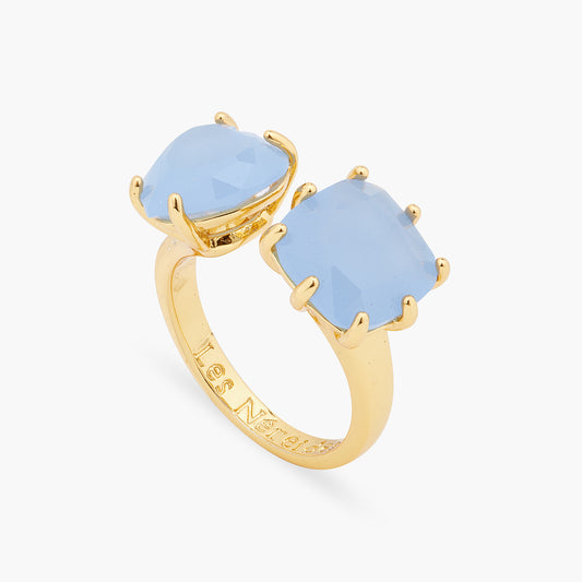 Sky Blue Diamantine Adjustable You And Me Ring | ARLD6181