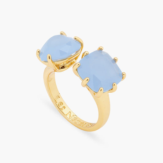 Sky Blue Diamantine Adjustable You And Me Ring